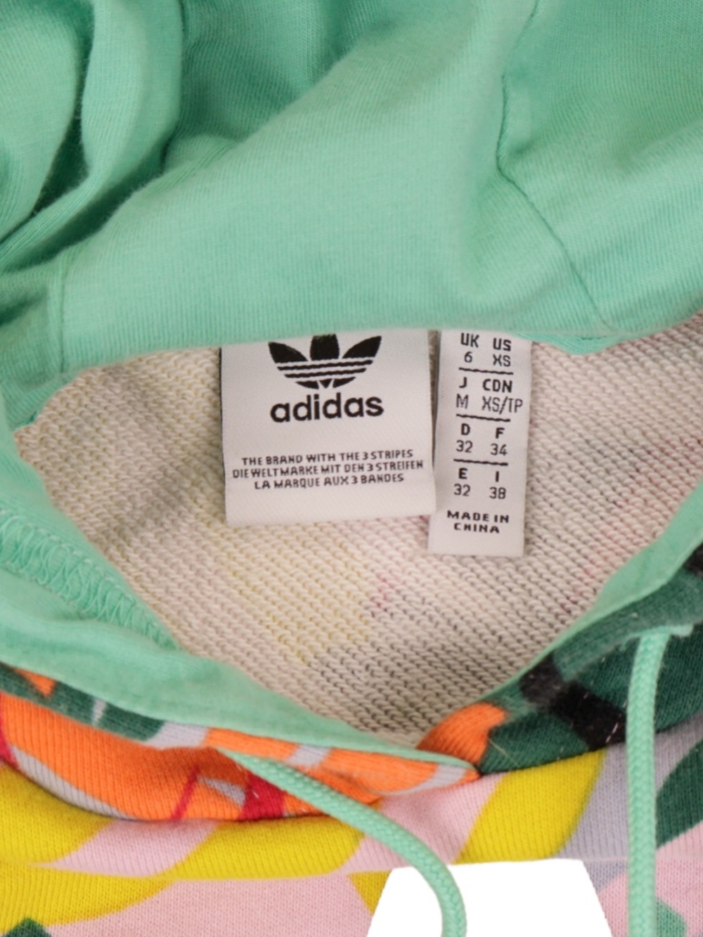Adidas Originals Tropical Floral Cropped Hoodie XS - Picture 5 of 8